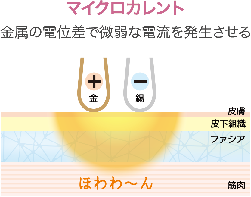 マイクロカレント 金属の電位差で微弱な電流を発生させる